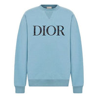 Men's DIOR FW21 Alphabet Printing Round Neck Pullover Blue 143J687A0531-C585