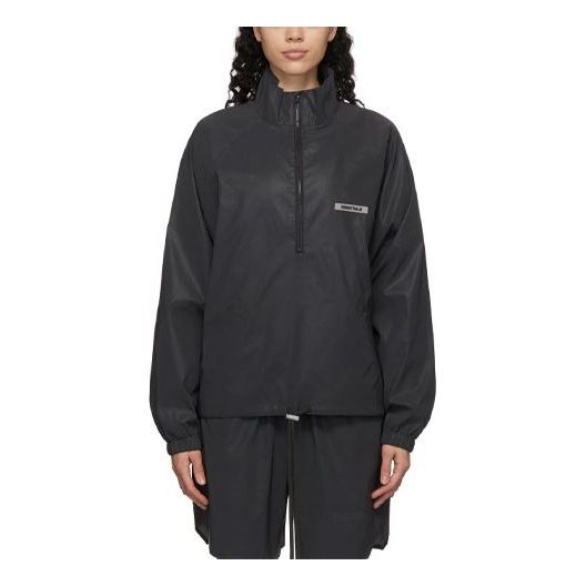 Fear of God Essentials FW20 Reflective Half Zip Track Jacket Black FOG-FW20-215