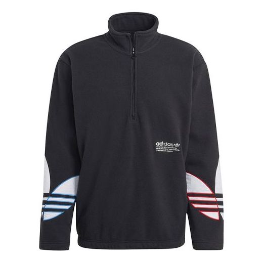 adidas originals Tricol Hz Po Logo Alphabet Printing Half Zipper Black GN8043