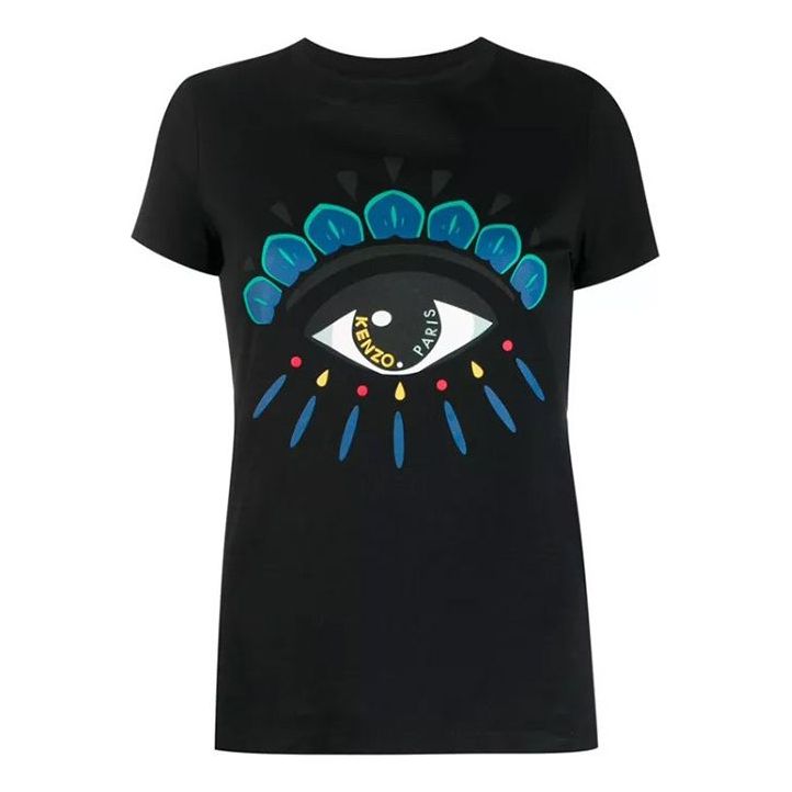 KENZO Large Eye Pattern Printing Round Neck Short Sleeve Black 2TS733-4YD-99