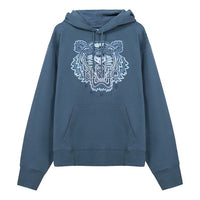 Men's KENZO SS21 Tiger Head Embroidered Hooded Sports Blue FB55SW3164XG-67