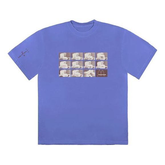 Travis Scott Cactus Jack x Mcdonald Crossover Round Neck Short Sleeve Unisex Blue TS-XMMMLIW