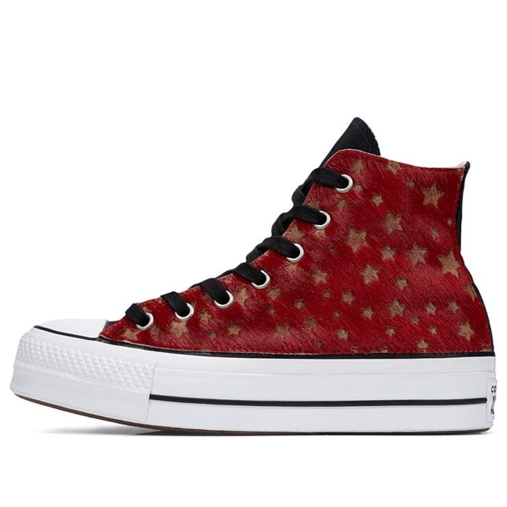 (WMNS) Converse Metallic Fur Chuck Taylor All Star Platform High Top Stars 'Red White' 566465C