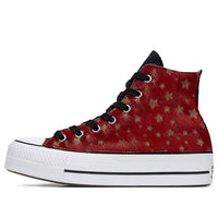 (WMNS) Converse Metallic Fur Chuck Taylor All Star Platform High Top Stars 'Red White' 566465C