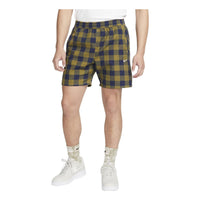 Nike Plaid Straight Casual Shorts Yellow Blue DQ5187-410