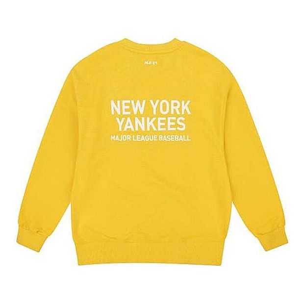 MLB New York Yankees Long Sleeves Loose Printing Logo Sports Round Neck Unisex Yellow 31MT21941-50Y