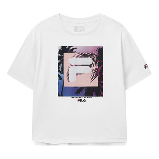 (WMNS) FILA Printing Short Sleeve White T-Shirt F11W028137F-WT