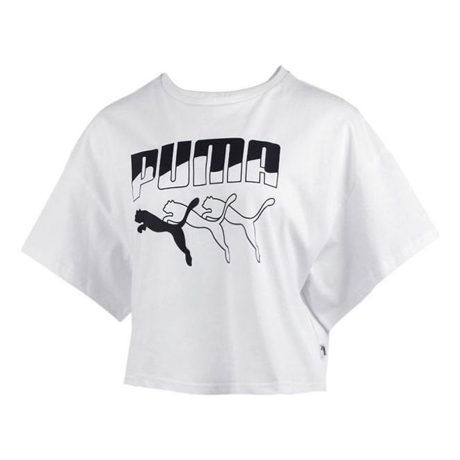 (WMNS) PUMA Chest Large Logo Printing Short Sleeve White 582808-52