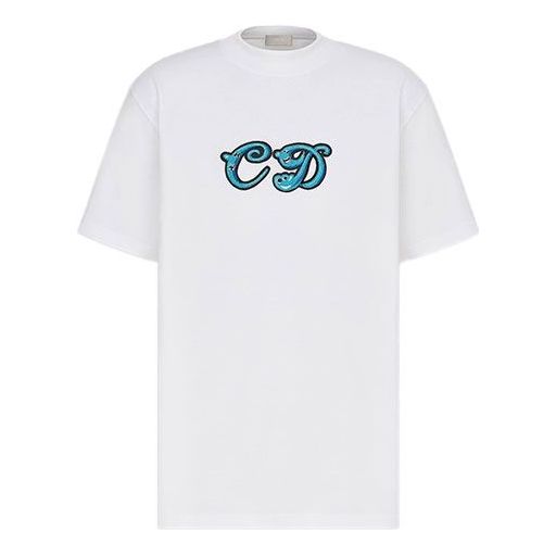 Men's DIOR x KENNY SCHARF Crossover FW21 Knit Material Short Sleeve White 193J649A0677-C085