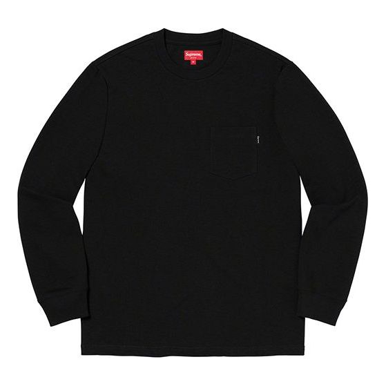 Supreme FW19 Week 12 L/S Pocket Tee Black Long Sleeves Unisex T-Shirt SUP-FW19-1032