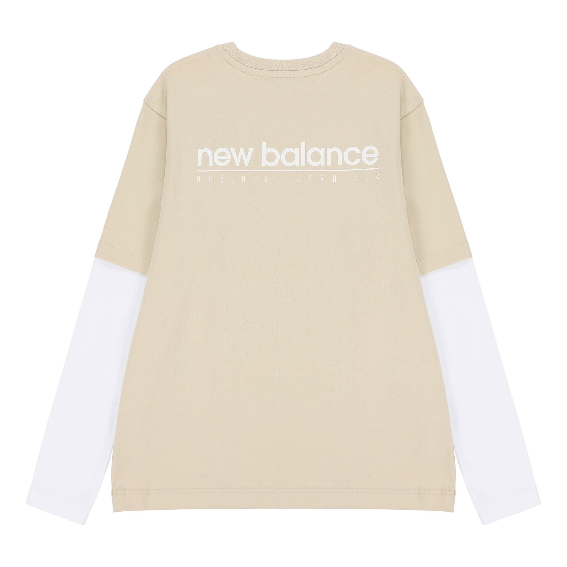 New Balance Contrasting Colors Sports Round Neck Pullover Apricot Color T-Shirt 5DC16063-BEI