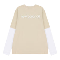 New Balance Contrasting Colors Sports Round Neck Pullover Apricot Color T-Shirt 5DC16063-BEI