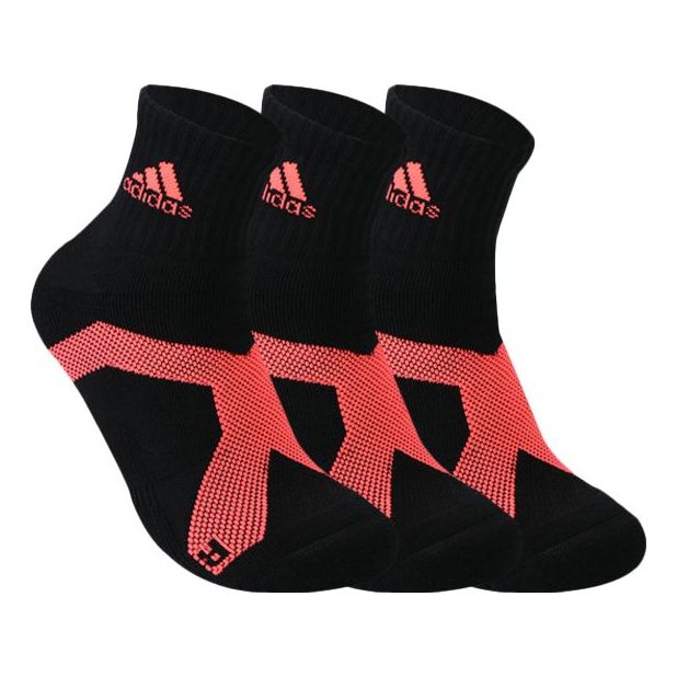 adidas breathable towel bottom socks 3 pairs'Black Red' MF0025
