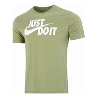 Men's Nike Large Alphabet Logo Printing Breathable Round Neck Casual Sports Short Sleeve Green T-Shirt AR5007-334