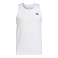 Men's adidas originals Solid Color Logo Round Neck Sports White Vest H35497