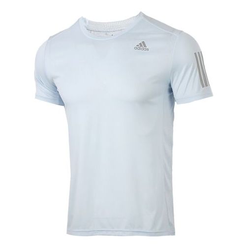 adidas Own The Run Tee Round-neck Short-sleeve Tee Men Light Blue FQ7254