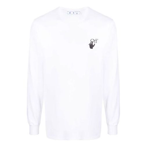 Men's Off-White Logo Arrow Pattern Long Sleeves White T-Shirt OMAB001F21JER0010184