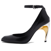 (WMNS) Alexander McQueen Armadillo 95 Leather Ankle Strap Pumps 'Black' 780679WIEX21399