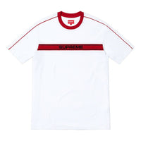 Supreme SS19 Chest Stripe Logo SS Top White Logo Tee SUP-SS19-427
