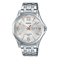 CASIO Waterproof Stainless Steel Strap Mens White Analog MTP-E120DY-7A