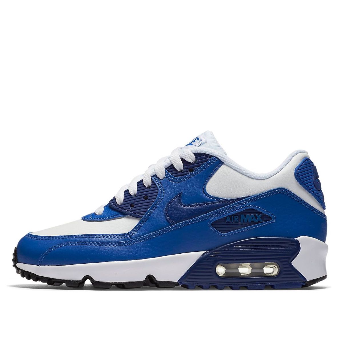 (GS) Nike Air Max 90 LTR Leather Low-Top White/Blue 833412-105