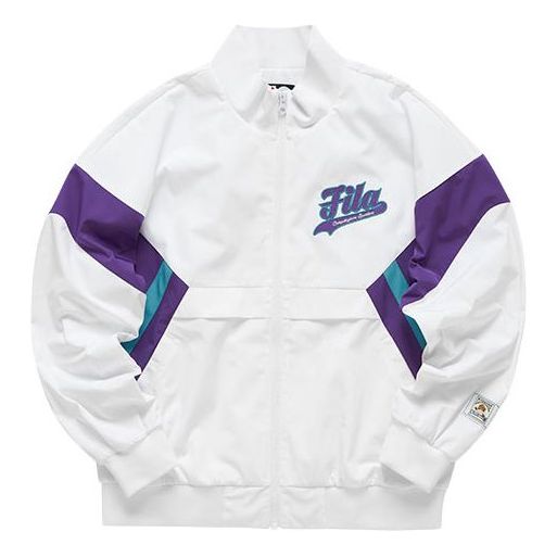 Fila FUSION Splicing Contrasting Colors Woven Stand Collar Jacket White T11W112707F-WT