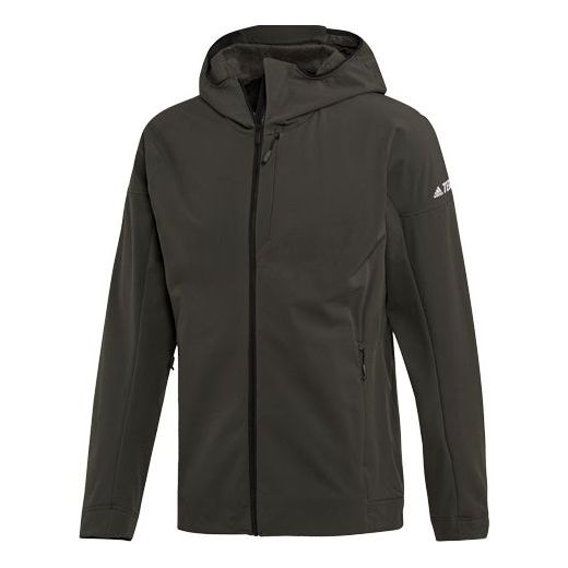 Men's adidas Solid Color Outdoor Jacket Dark Brown DZ2016