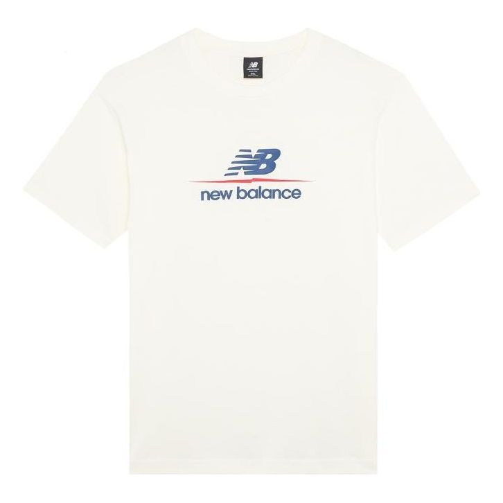New Balance Logo Print T-Shirt Asia Sizing 'White Blue' AMT22393-IV