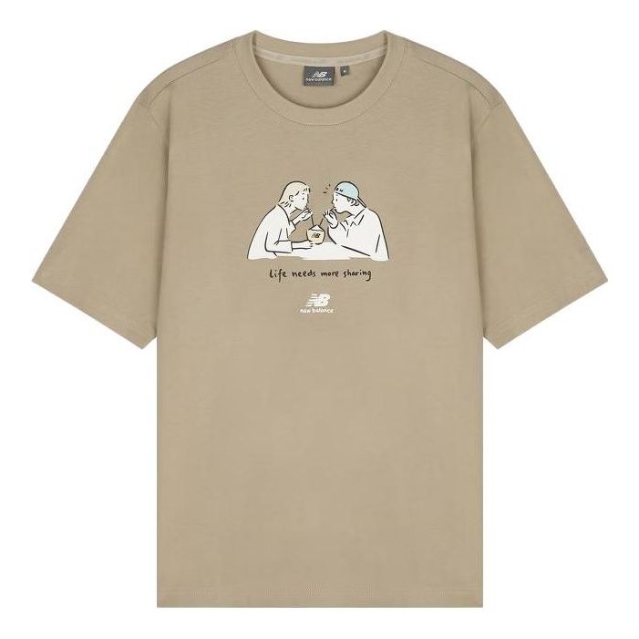 New Balance Graphic Print T-Shirt Asia Sizing 'Beige White' 5ED26041-LBE