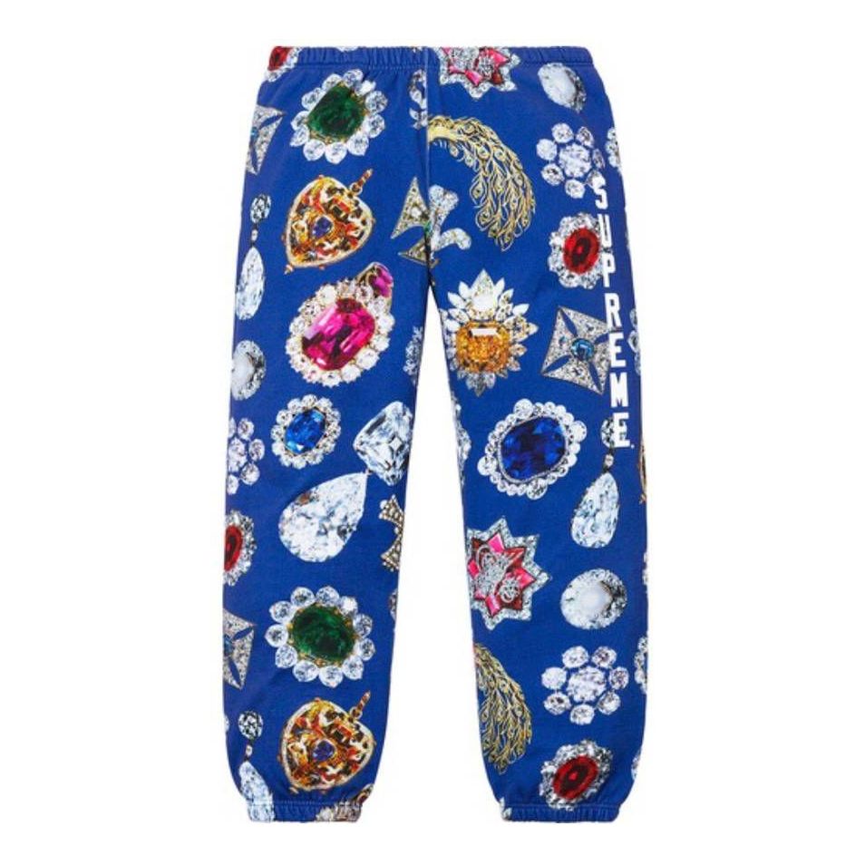 Supreme FW18 Jewels Sweatpant Royal Printing Bundle Feet Long Pants Blue SUP-FW18-490