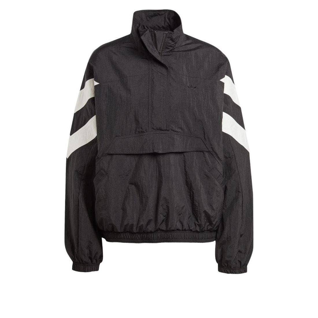 (WMNS) adidas Logo Half-Zip Windbreaker Asia Sizing 'Black White' IT9773