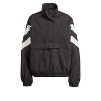 (WMNS) adidas Logo Half-Zip Windbreaker Asia Sizing 'Black White' IT9773