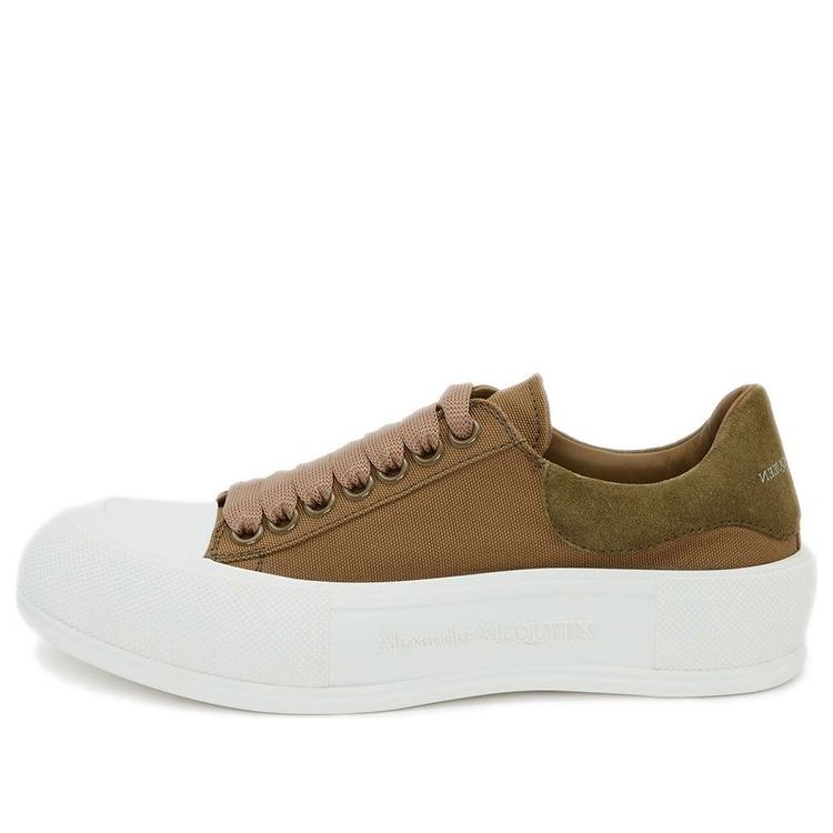 (WMNS) Alexander McQueen Deck Lace Up Plimsoll 'Khaki' 654593W4PQ13227
