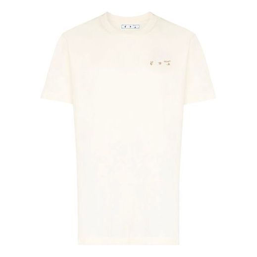 (WMNS) Men's Off-White x Browns 50 Crossover Logo Printing Round Neck Short Sleeve Ordinary Version White OMAA027G20JER0190303