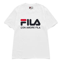 Men's FILA FUSION Round Neck Breathable Sports Knit Casual Short Sleeve White T11M829150B-WT