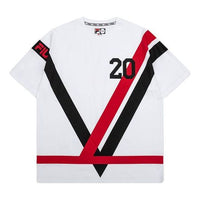 FILA FUSION Loose Dropped Shoulder Sleeves Contrasting Colors Short Sleeve White T11M032101F-WT