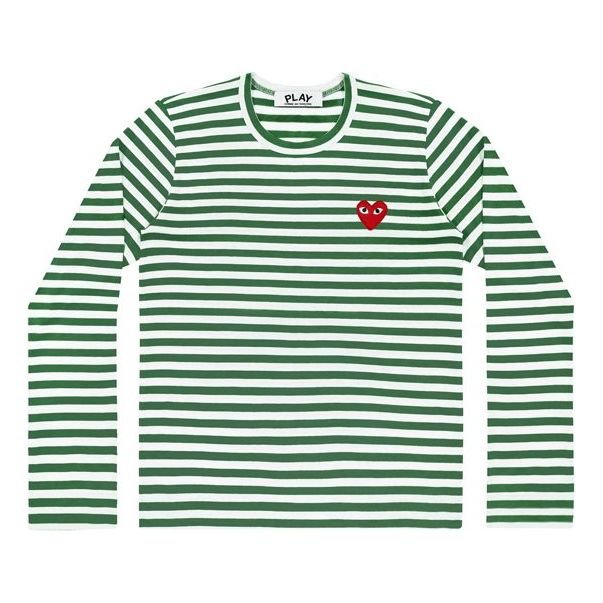(WMNS) COMME des GARCONS PLAY Stripe Long Sleeves Tee 'Green White' AZ-T163-051-3