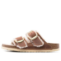 (WMNS) Birkenstock Arizona Big Buckle Shearling Oiled Leather Narrow Fit 'Cognac' 1025441