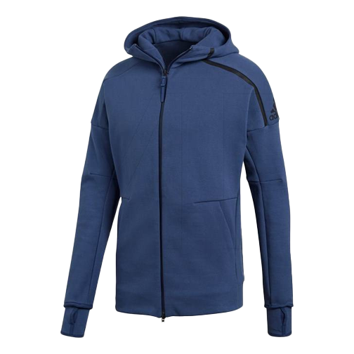 adidas Logo Printing Knit Hooded Jacket Blue CE4259