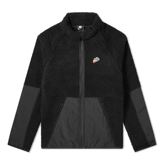 Nike Heritage Sherpa Jacket Suede Splicing Jacket Black BV3720-010