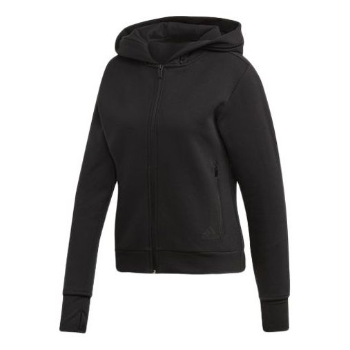 (WMNS) adidas W Ver Fz Hd Hooded Jacket 'Black White' FL4208