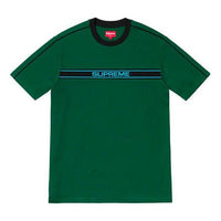 Supreme SS19 Chest Stripe Logo SS Top Green Logo Tee SUP-SS19-428