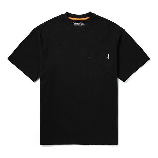 Men's Timberland Yellow Pattern Cargo Round Neck Short Sleeve Black A2ACF001