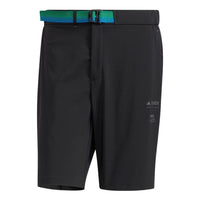 Men's adidas SS22 Drawstring Belt Design Casual Shorts Black HE5230