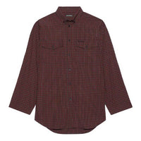 Balenciaga SS21 Oversize Plaid Long-Sleeved Shirt Brown 658806TKM366100