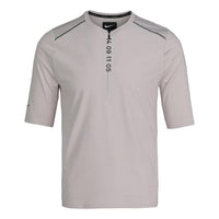 Nike Numeric Printing Half Zipper Breathable Running Short Sleeve Khaki AQ6387-286
