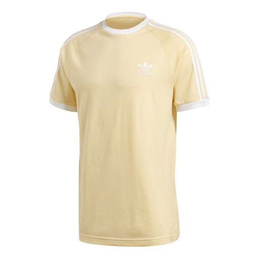 adidas originals 3-Stripes Tee Casual Round Neck Loose Logo Stripe Short Sleeve Yellow FM3777