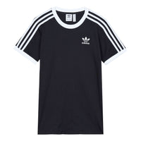 (WMNS) adidas originals 3 Stripes Tee Sports Training Stripe Round Neck Short Sleeve Black T-Shirt GN2900