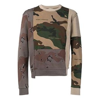 Off-White SS19 Printing Cotton Pullover Fleece Men Camo OMBA030F181920429901