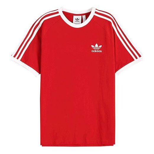 adidas originals Contrasting Colors Collar Training Short Sleeve Red DV1565